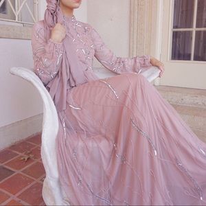 embellished blush gown